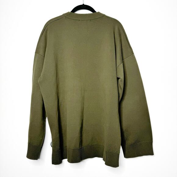 Paco Rabanne Oversized Cotton Side Zip Sweater Green Crewneck Size Medium - Picture 8 of 10